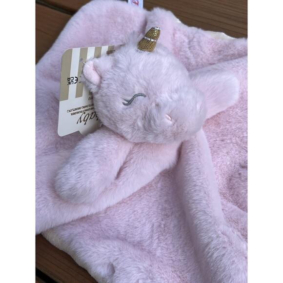Linzy Baby Pink Sleeping Unicorn Lovey Plush Security Baby Blanket Rattle New - Picture 2 of 5